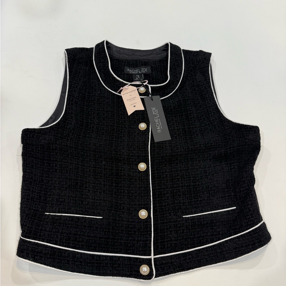 Rachel Zoe Black Pearl button vest